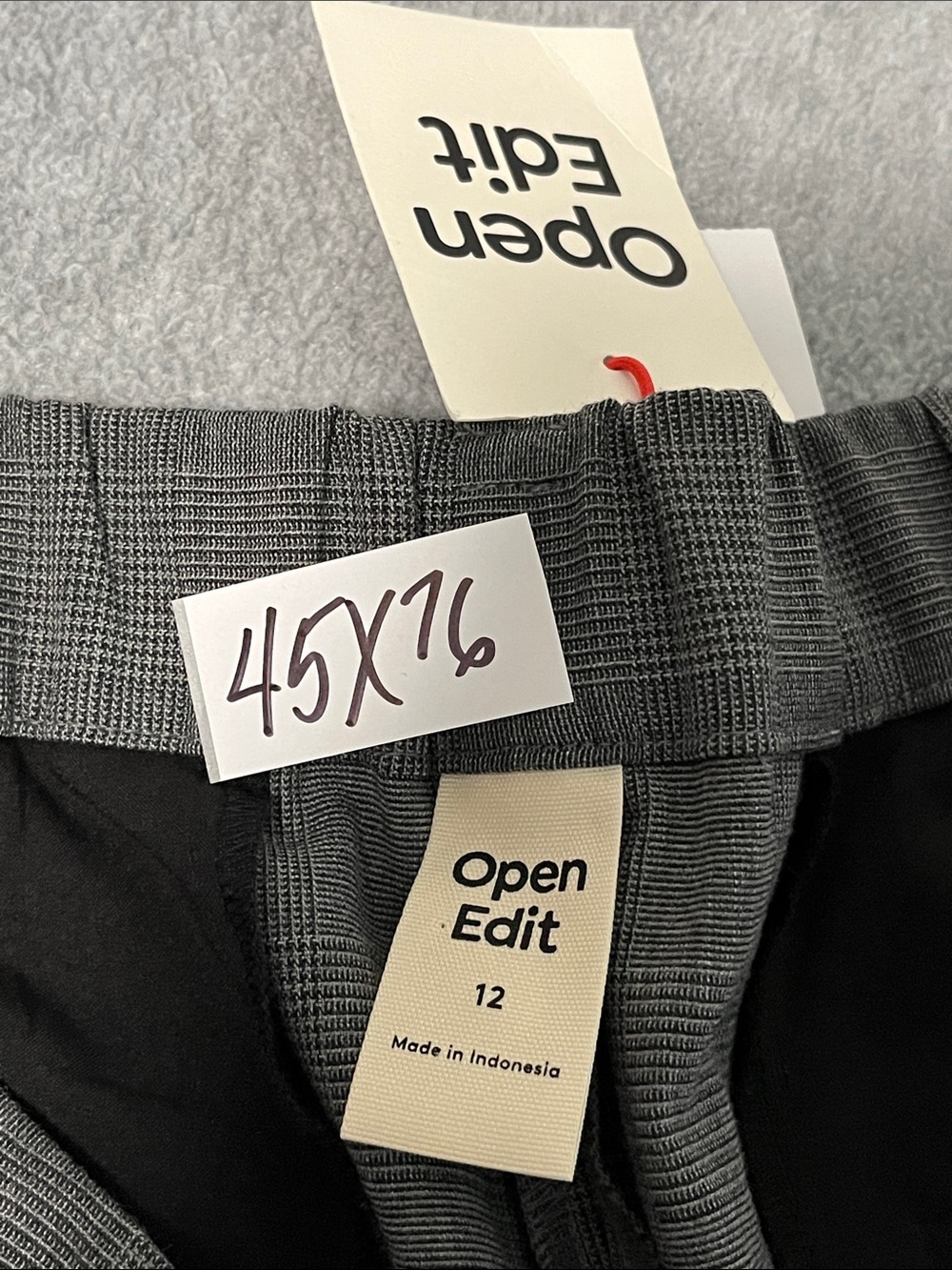 Open Edit Wide Leg Trouser Pants Size 12 Pleated Plaid High Rise Office Career - Picture 5 of 11